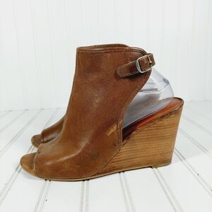 Lucky Brand Lk-Risza Brown Leather Wedge Sandal C883